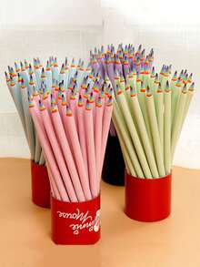 7支装彩虹铅笔，HB笔芯，纸质彩虹铅笔，书写铅笔，小学文具，学习用品，返校季，节日礼物 - 預設 - 查看 3