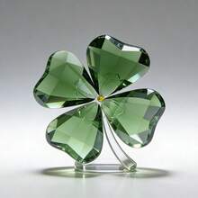 6.5x6.5x10cm Sparkling Crystal Four-Leaf Clover Desktop Decor, Lucky Talisman Home Accessory - 1PC - View 5