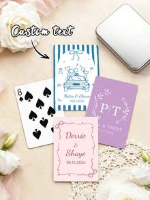 Custom Creative Playing Cards Guest Book,Customize Text,Custom Wedding Guest Book Playing Cards,Wedding Message Favors,Custom Wedding Favors, Personalized Monogrammed Poker Card Deck For Guests, Wedding Guest Favors, Bride Groom Initial Gift, Anniversary Gift - Multicolor - View 2
