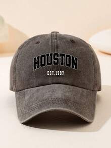 Mũ lưỡi trai unisex in chữ Houston, kiểu dáng thường ngày, cá nhân hóa, phổ biến, có thể điều chỉnh kích cỡ, phù hợp cho mùa xuân, hè, thu, đông, đi biển, nghỉ lễ. - mũ bóng chày đã giặt - Xem 11