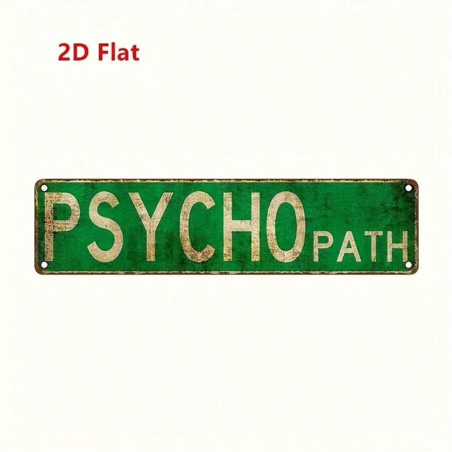 16"X4" Vintage Iron Mental Patient Sign - Distressed Green With Red Trim, Suitable For Indoor/Outdoor Decor, Home, Office, Cafe, Garage Wall Decoration, 2D Flat Design, Perfect Room Decor - Multicolor - View 1