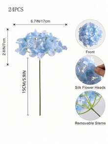 5/10pcs 11-Inch Lifelike Hydrangea Flowers, Realistic Texture, Large Blooms, Blue Artificial Hydrangea Flowers With Stems, Full Flower Heads, Suitable For Home Decor, Party Decoration, Wedding Bouquets, Tabletop Centerpieces, Birthday Gifts, Indoor/Outdoor Decoration, Vase Filler, Gifts, Weddings, Wedding Supplies, Wedding Decorations, Artificial Decor - Light Blue - View 17