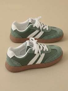 Women's Flat Casual Shoes, Fitness Walking Shoes, Lightweight Comfortable Retro Sneakers - 綠色 - 查看 5
