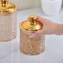 1 Luxurious Ceramic Storage Jar With A White And Gold Pattern (With Lid), Featuring Embossed Dot Design Decorations. The Jar Is Suitable For Storing Tea, Sweets, And Snacks And Can Be Used In The Kitchen/Bathroom. - View 9