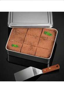 Stainless Steel Tiramisu Dish, Flat Square Tray, Rectangular Box With Lid, Steaming, Baking, Cooking Platter - Multicolor - View 2