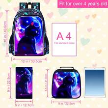 3PCS Cat Backpack For Girls, 16" Kids Reflective Backpacks For Elementary Preschool, Girl Bookbag With Lunch Box - 16UV Backpack - View 3