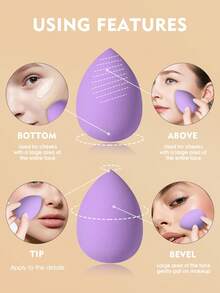 Bộ dụng cụ trang điểm 42 món bao gồm: Bộ 25 cọ trang điểm + 4 bông mút trang điểm + 3 bông phấn phủ dạng cushion + 4 bông phấn phủ hình tam giác + 3 bông phấn phủ mini dạng cushion + 2 dây đeo bát đựng phấn + 1 băng đô cài tóc - Màu Lilac Tím - Xem 11