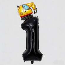 2pcs Construction Truck & Excavator Foil Balloon Set, Includes 0-9 Black Digit Foil Balloons & 3D Excavator Decor, Suitable For Birthday Surprise, Birthday Party, Theme Party, Graduation Party, Back To School, Bachelor Party, Anniversary Celebration, Father's Day, Proposal, Couple's Anniversary - View 17