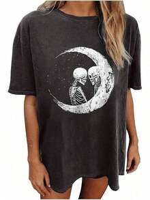 Women's Tops Letter Tee Graphic T-Shirts, Vintage Shirts For Women Cute Graphic Tee Spring Short Sleeve Tops Oversized Tshirts Teen Aesthetic Clothing-For Women, Holiday, Vacation,Daily Casual Fashion And Versatility. -Unisex Loose - Fit Comfortable Vintage Street - Style Cotton T - Shirt Top - 超大 T 卹 #C1 - 查看 11