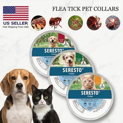 1/2/3 Packs Flea And Tick Collar For Dogs And Cats 8 Month Protection Breakaway Safety Design