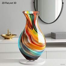 Flat Acrylic Ornament, 2D Rotatable Modern Vase Desktop Decoration For Home Office Present - B - View 1