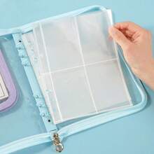 1 pieza Álbum de anillas con cremallera tamaño A5, cuaderno organizador con cubierta brillante, álbum de fotos de PVC transparente, portador de tarjetas de fotos, álbum de almacenamiento de coleccionista, organizador de pegatinas A5 con cremallera, para organizar fotos, tarjetas de intercambio y tarjetas de juego, manualidades, vuelta al cole - Conjuntos - Ver 8