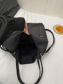 Túi xách cỡ lớn thời trang mới, túi đeo vai phong cách Hàn Quốc thường ngày dành cho nữ, thích hợp đi làm. - màu đen - Xem 4