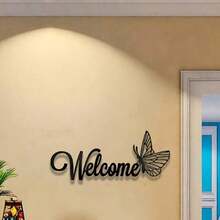 CIFbuy 1 Piece Of Simple And Elegant Butterfly Welcome Decoration Sign And Plaque. It Is A Simple Metal Wall Art Handicraft For Entrance Wall Decoration. It Is Highly Suitable For Home And Office Decoration Room Decor Bedroom Decor Home Decor - TY5761 - 查看 9