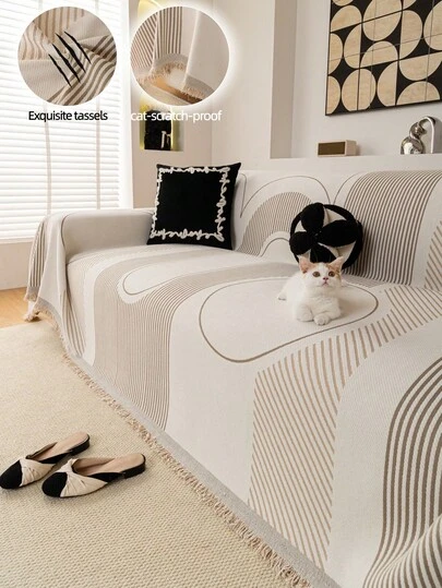 1件雪尼尔沙发毯，现代奢华沙发套，四季皆宜，防滑防尘，贴合沙发，柔软细腻，保护沙发，可机洗，不变形，不易褪色，经久耐用，宠物友好，沙发翻新，沙发装饰，提升氛围，适用于1-4人座L型沙发