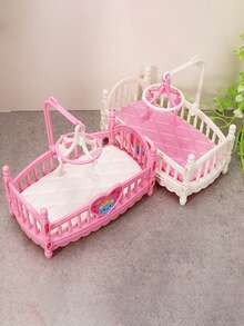 Doll Rocking Bed Decor Set, Realistic Furniture Series, Dollhouse Simulation Bedroom Rocking Bed Doll Accessory Set - Multicolor - View 4