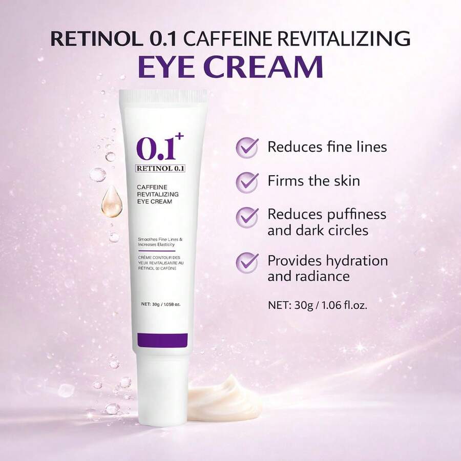 0.1%视黄醇咖啡因焕活眼霜，淡化细纹和黑眼圈，紧致肌肤，消除浮肿，保湿提亮，女士眼部护理，30克 - 視黃醛眼部精華 - 查看 1