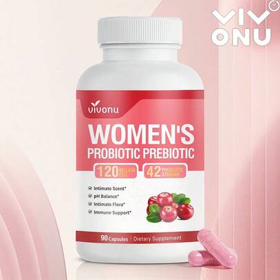  VIVONU Selección de médicos probióticos vaginales femeninos - equilibrio de ph, control de olor, equilibrio de levaduras, Flora vaginal y salud femenina - 120B cfu, que contiene probióticos y extractos de arándanos - 90 cápsulas