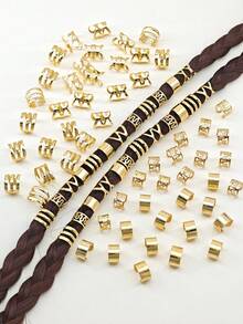80pcs Gold Hair Accessories, Multi-Style Hair Ties, Clips, Beads Suitable For Women & Girls Braids, Buns, Curls - Gold - View 4