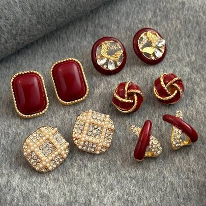 5 pares de pendientes elegantes con diseño de mariposa hueco geométrico y perla falsa, adecuados para uso diario, fiestas, baile, vacaciones y ocasiones de ocio