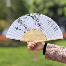 1pc New Style Ancient-Style Folding Fan, Imitation Silk, Chinese-Style Folding Fan For Women, Hanfu, Qipao, Classical Fan - Folding Fan - View 11
