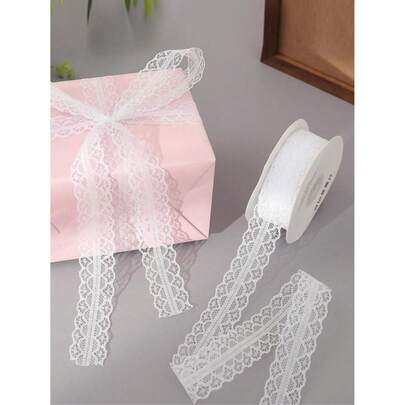 1 cuộn ruy băng satin ren trắng 4.5cm*10m, thích hợp để gói bó hoa, trang trí bánh, làm nơ quà tặng thủ công, gói quà sinh nhật, trang trí tiệc, quà cưới.