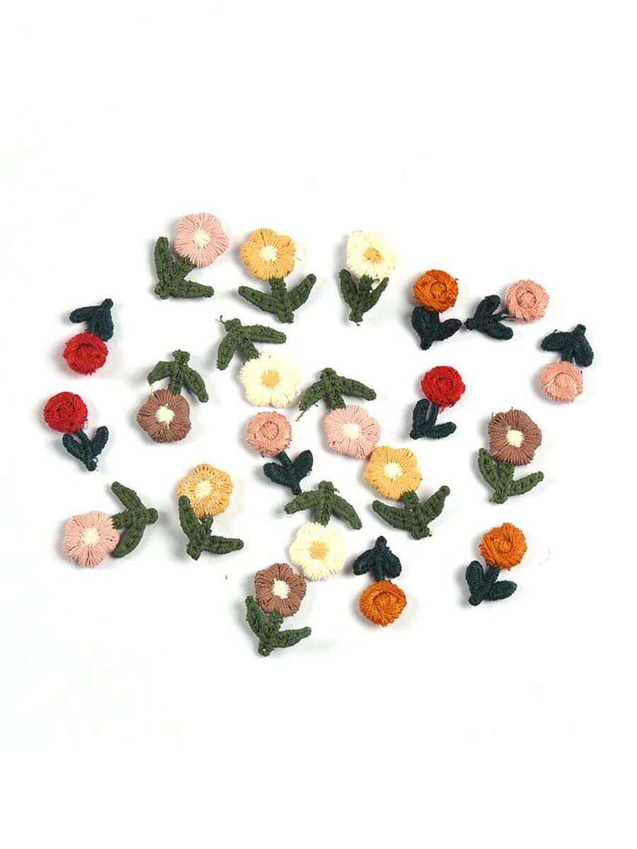 20pcs 3cm Approx. Multi-Color Mini Fabric Flower Patches, Handmade DIY Sewing Accessories For Clothing, Hats, Scarves, No Adhesive Backing - Multicolor Mixing - View 1