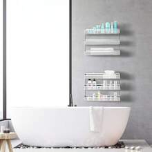 Hanging Spice Rack Wall Mounted, Narrow Spice Storage Rack, Suitable For Jar Storage, Kitchen, Cabinets Or Cabinet Doors - Silver - View 3