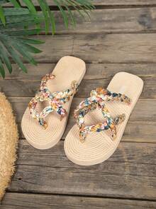 Women's Fashion Casual Flat Slippers For Beach, Bohemian Travel, Daily Wear, Sandals - Khaki - View 6