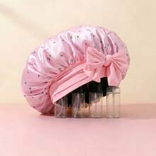 Awegeo Mũ ngủ bằng satin in hình quả anh đào và nơ dành cho nữ, mũ ngủ co giãn bản rộng, khăn trùm đầu hai mặt mềm mại như lụa cho tóc xoăn, chăm sóc tóc ban đêm và sử dụng hàng ngày. - Nhiều màu - Xem 7