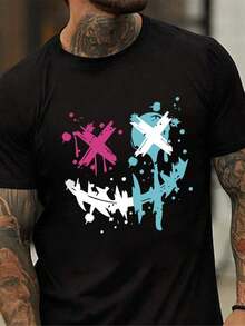 Camiseta de Cuello Redondo con Estampado Emotivo para Hombre Lornexis - Negro - Ver 8