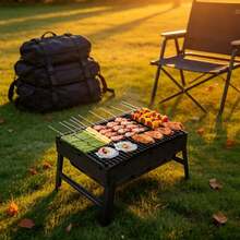 3 Sizes Barbecue Grill / Patio Cart Model / Outdoor Folding Portable Model / Outdoor Multi-Function Barbecue Grill / With Side Table & Storage Shelf / Patio Charcoal Grill - A - View 7