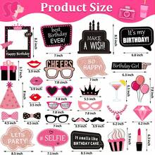31pcs,Hot Pink Birthday Photo Booth Props Party Favors Supplies Bday Party Decoration Set For Bachelorette Party Decoration,Pink & Black Glitter Photo Props With Frame, Glasses, Crown, Lips, Cheer Sign For Birthday Celebration - View 3
