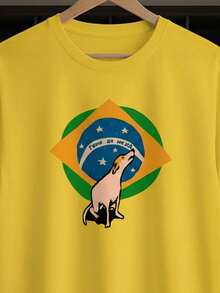 Stylish Sports T-Shirt For The Brazil World Cup Fans - Road To The Hexa (Brazil's Sixth World Cup Title) - Caramel Color - Short Sleeve - Men's/Women's - 100% Cotton - Casual - Crew Neck - 黃色 - 查看 2