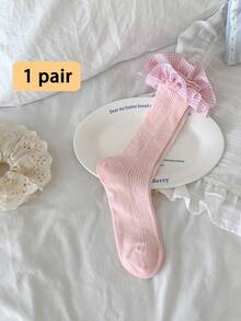 1 đôi tất nữ mỏng, thoáng khí, chất liệu lưới, kiểu Lolita Dopamine, họa tiết kẻ caro và ren, dài đến bắp chân, thích hợp cho mùa xuân/hè. - Nhiều màu - Xem 16