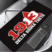 An Xl-Sized Mouse Pad Featuring The Delta Sigma Theta 1913 Sorority, Made Of Non-Slip Rubber And Washable, In Black And Red With White Triangular Insignia.It'S Perfect For Office And Dorm Decor, As A Gift For Members, And Suitable For Christmas - Mouse Pad - View 5