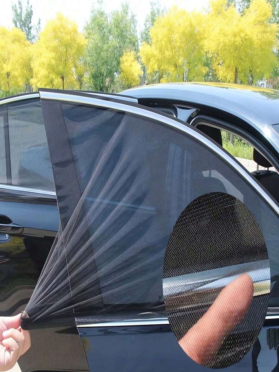 Cortina de red de malla transpirable para ventana lateral de coche, protección contra mosquitos, parasol y aislamiento térmico de verano con bloqueo UV y protección de privacidad, ajuste universal para coches, SUV y camiones, accesorio de auto de fácil instalación