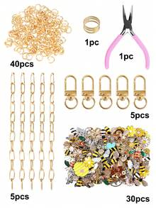 Kit de Fabricação de Chaveiro DIY, Encantos de Pulseira em Forma de Favo de Mel, Abelha e Abelha para Fabricação de Joias, Acessórios de Joias de Liga Gotejante DIY, Pequeno Chaveiro Colar Pingente Colmeia de Inseto Animal - Conjunto de chaveiros - Visão 14