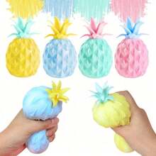 1pc Mini Random Color Pineapple Stress Ball, Mini Fruit Squishy Dough Balls Sensory Fidget Toys For Adults - Squeeze, Pull, And Stretch Stress Relief, Calm Focus - 隨機顏色 - 查看 1