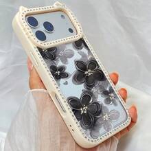 苹果スマホケースiPhone14クリア/ラインストーン付き/ソフトTPU17耐衝撃iphone15かわいい/レトロ/ガーリー - 灰色 - チェックする 5