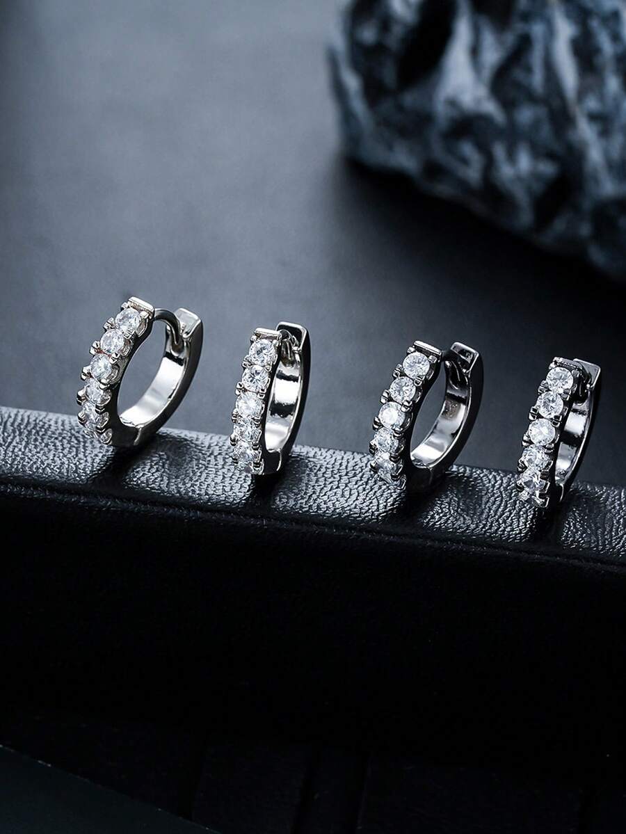 1 Đôi Khuyên Tai Nam Sang Trọng, Sang Trọng, Đính Đá Siêu Sáng Bóng, Thiết Kế Tối Giản Thanh Lịch, Phụ Kiện Nam Giới, Thích Hợp Để Đeo Hàng Ngày, Quà Tặng Bạn Bè Vào Các Ngày Lễ, Sinh Nhật, Kỷ Niệm. - Nhiều màu - Xem 1