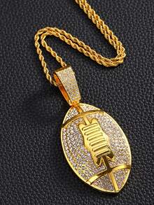 1 chiếc dây chuyền mặt dây chuyền hình quả bóng đá đính pha lê thời trang, thích hợp để đeo hàng ngày. - mặt dây chuyền bóng bầu dục - Xem 14