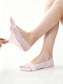 1/5/10 Pairs Of Fashionable Women's Breathable Lace Spring And Summer Invisible Anti Slip Thin Boat Socks - Multicolor - View 4
