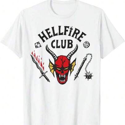 Camiseta de algodón para mujer Hell A Fire Club Devil, impresión premium de algodón puro, duradera y a la moda, estilo casual, camiseta de algodón con ilustraciones inspiradas en los patrones de , camiseta gráfica de St Ranger Haw-Kins Things, camiseta inspirada en Eleven, Will, Max, Dustin, Demo dogs, camiseta UpS Sidea Downs ThIngs, camisetas exquisitas de Haw-Kins para fans de Indiana, adecuadas para todas las estaciones, regalo perfecto para fans en días festivos.