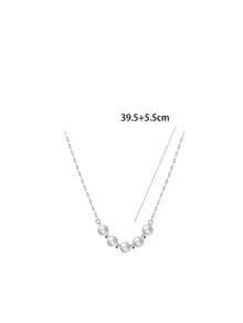 1pc S925 Sterling Silver Pearl Pendant Necklace, Korean & Japanese Style, Women's Luxury Minimalist Elegant Elegant Fashion Delicate Clavicle Chain, Suitable As Mother's Day, Valentine's Day Perfect Neck Decor Gift - Pearl - View 10