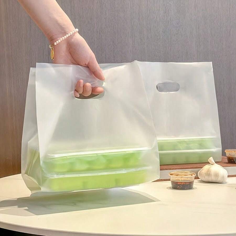 100pcs Reusable Matte Transparent Plastic Gift Bags With Handles, Waterproof Durable Clear Gift Packaging Bags For Party Favors, Elegant Present Bags Ideal For Valentine's Day, Mother's Day, Weddings, Birthdays, Christmas & Halloween, Stylish Gift Wrap Supplies For Holiday & Festival Celebrations
