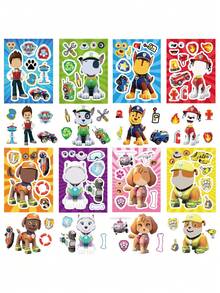 Paw Patrol 汪汪队立大功 8 张表情贴纸 汪汪队立大功 儿童动漫卡通亲子互动教育拼图剪贴簿 DIY 贴纸 - 彩色 - 查看 1