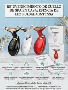 Masajeador Cuello IPL 3 Colores EMS Adios Papada Efecto V-Shape Calor 45C Nutricion Piel Radiante Padrisimo Regalo Mama Neta Chula Gua Sha Electrica Firmeza de Volada Negro Blanco Rojo - Ver 3