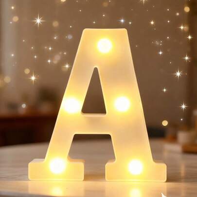 1pc 6.3" Creative White Illuminated A-Z Letter Light, Numeric Shape Lamp, Battery Powered Alphabet Light, Home Decor Letter Light, Room Decor Letter Shape Night Light, Bedroom Decor, Wedding Decor, Party Decor, Birthday Decor, Desk Decor Letter Light