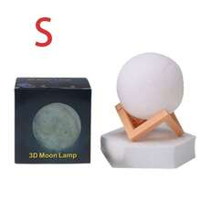 1pc Creative INS Moon Lamp Bedside Table Lamp Bedroom Nightstand Small Night Light Star Projection Dream Light (Plastic Bracket Color Is Random) - White - View 11